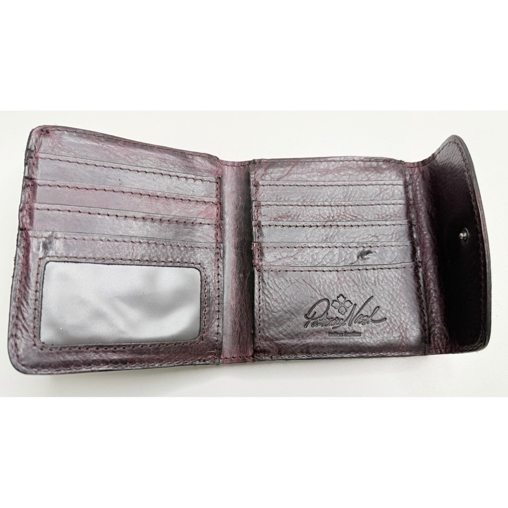 Patricia Nash Reiti Leather Wallet Kisslock Change Pocket Three Fold Burgundy - Picture 7 of 14